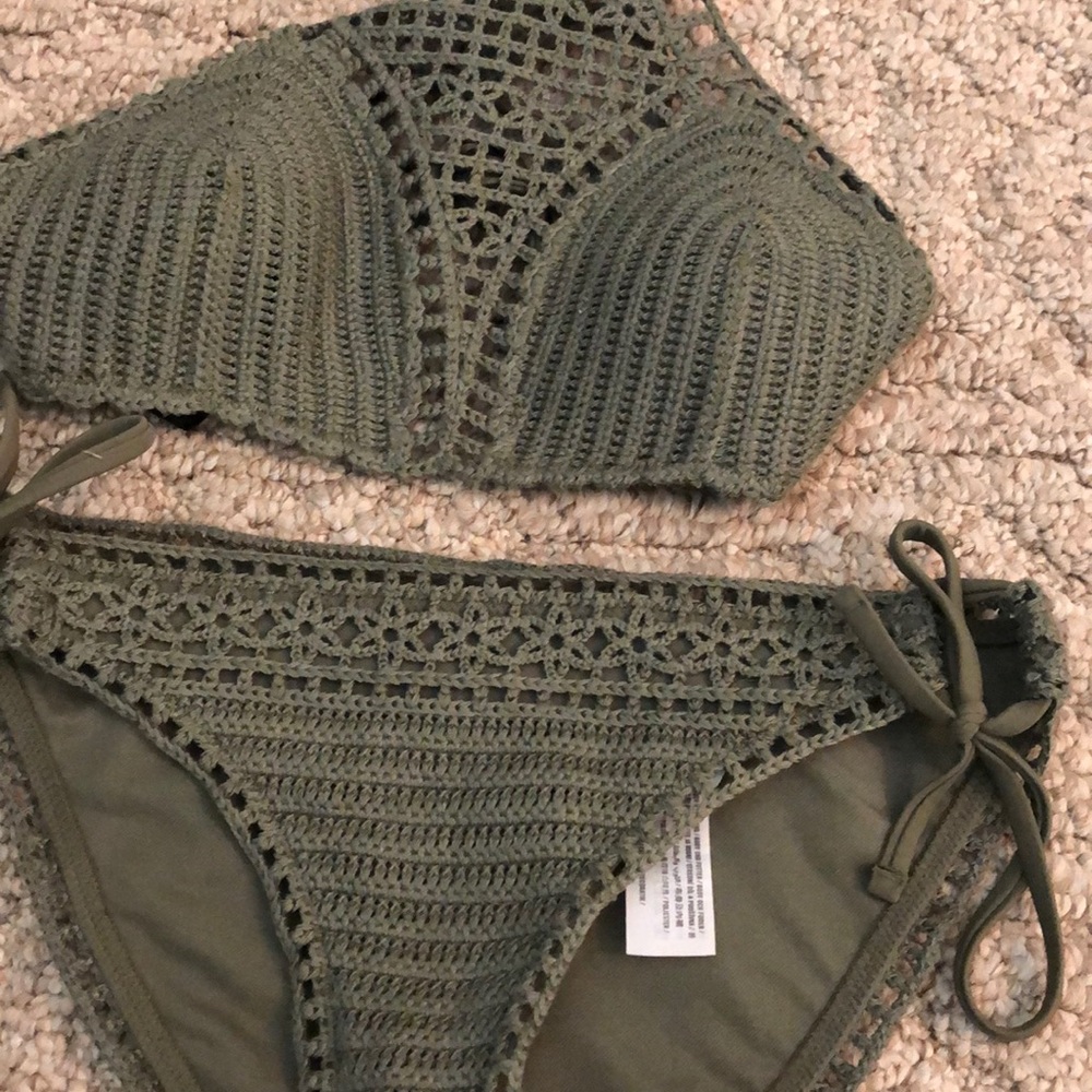 Green crochet bikini